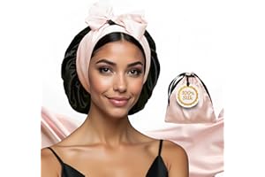 WONDER FAMILY 100% Mulberry Silk Bonnet for Sleeping Women with Curly Hair – Alternative to Double Layer Satin Bonnet with Tie Band