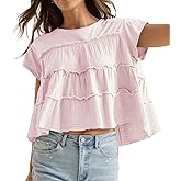Bienmorn Peplum Tops for Women Crew-Neck Ruffled Bobydoll Tunic Tank Shirts Casual Loose Fit Summer Outfits 2025 Trendy