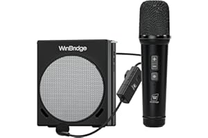 WinBridge S91 Voice Amplifier & Karaoke Machine, 30W Portable PA System with 2 Wireless Microphones, HD Clear Sound Bluetooth