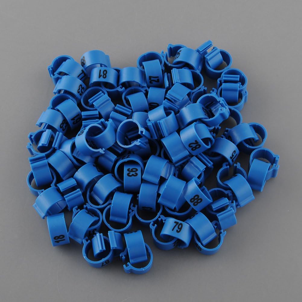 100 Numbered Chicken Leg Bands (blue) 438