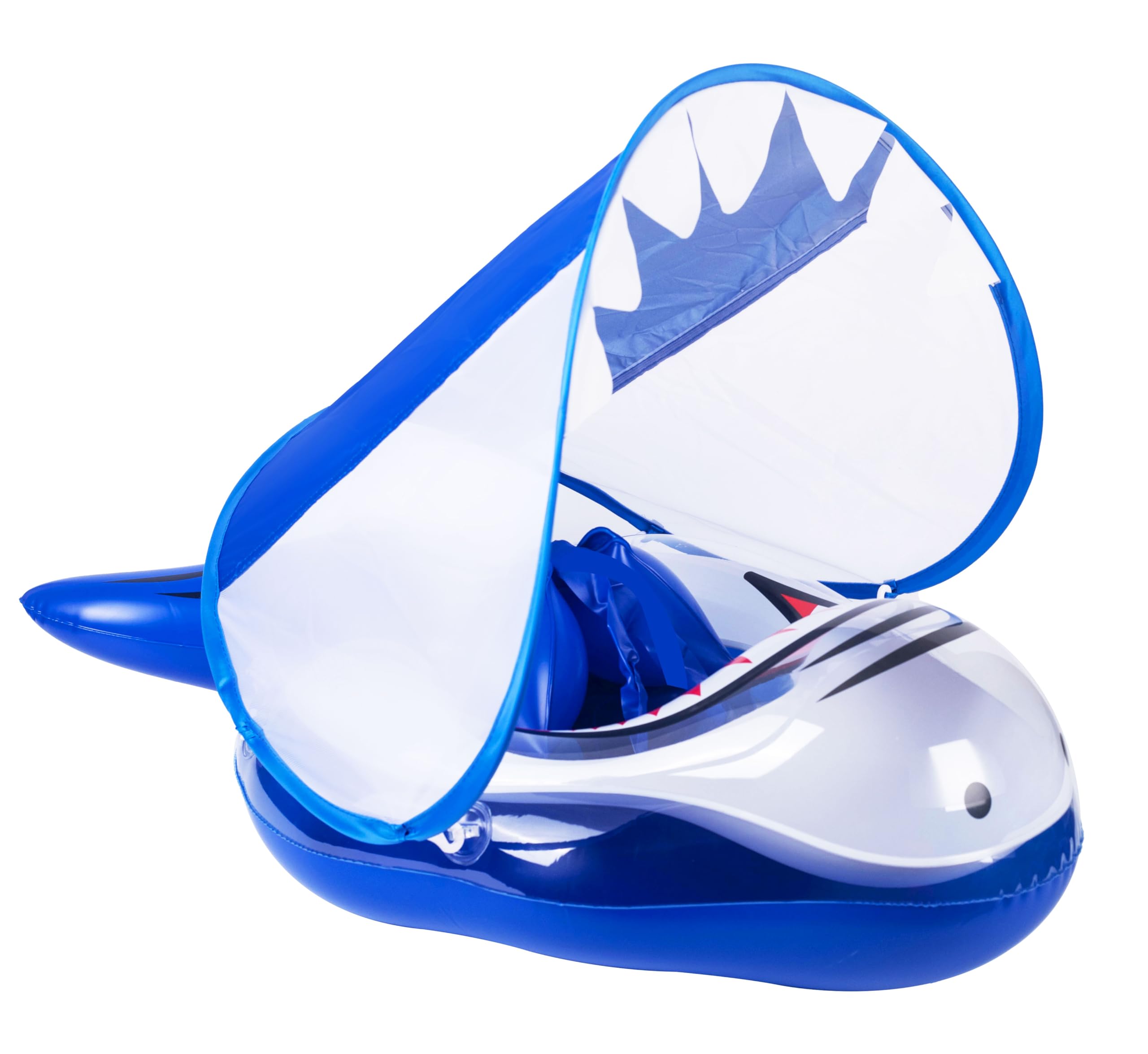 Baby Swimming Float, Baby Inflatable Pool Float with Sun Canopy Seat for 6-36 Months, Baby boy Inflatable Baby Swimming Ring Pool Float for Infant Toddler Kids 1-3 Years (Blue Shark)