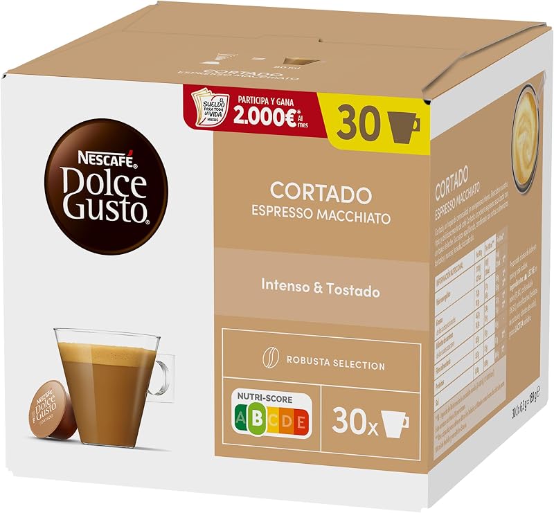 NESCAFÉ Dolce Gusto Cortado, 90 cápsulas, Notas de amêndoa torrada (3 embalagens x 30 )