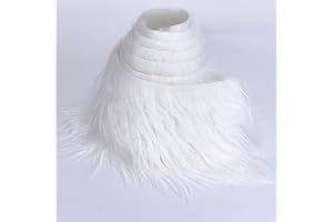 FOLGOS Shaggy Plush Faux Fur Fabric Precut Strips Fluffy Fuzzy Craft Fur for Gnomes Beard Hair Cosplay Costume Dwarf Decoration (White, 2x60 inch)
