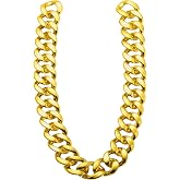 Spooktacular Creations Chunky Fake Gold Chain for Hip Hop Rapper Costume Jewelry, Fake Plastic Gold Necklace Accessories for 80s 90s Men Women Halloween Costume Dress Up Party Props