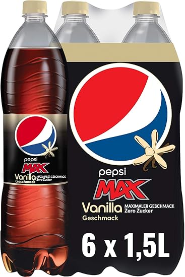 Pepsi Max Vanilla Das Zuckerfreie Erfrischungsgetrank Von Pepsi Ohne Kalorien Koffeinhaltige Cola In Der Flasche Mit Vanille Geschmack 6 X 1 5l Amazon De Lebensmittel Getranke