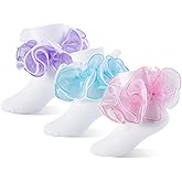 QHANSHIEE Girls Ruffle Socks Toddler Girl Socks with Big Ruffle Double Lace Sock Frilly Dress Socks for Toddler Girls Kids