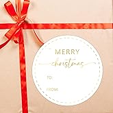 Gold Merry Christmas Gifts Tags Stickers, 30 Pcs Christmas Name Tags for Gifts, 2.5x2.5 Inch Holiday Presents Sticker Labels, Festive Chrismas Name Tag for Gift Wrapping Bags Classroom-D11