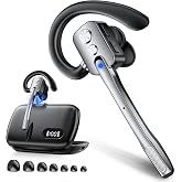 Bluetooth Headset, Wireless Headset with Dual-Mics &amp; Noise Cancelling, Bluetooth Earpiece with Mute for Office Business Work Trucker, V5.3 Hands-Free Headset with QCC Chip for Phone PC iOS Android