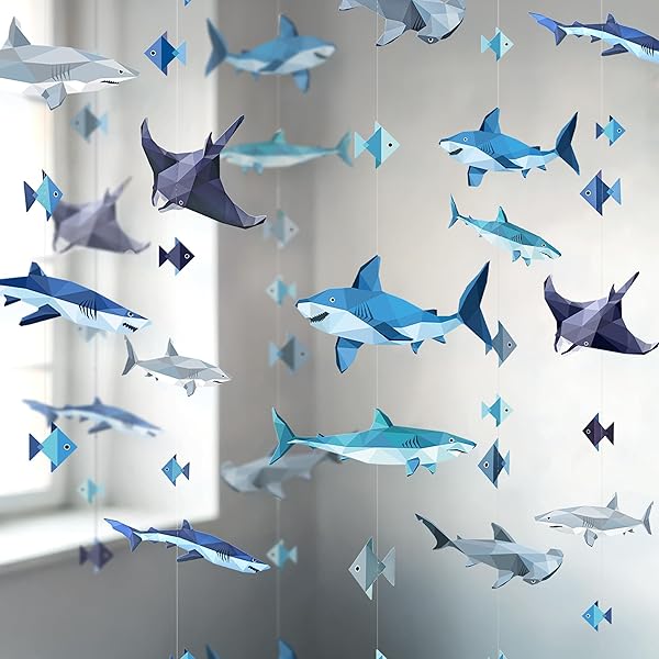 Beistle Girandole Squalo Per Feste A Tema Marino - 5 Pezzi Multicolore Da 81 Cm - 2