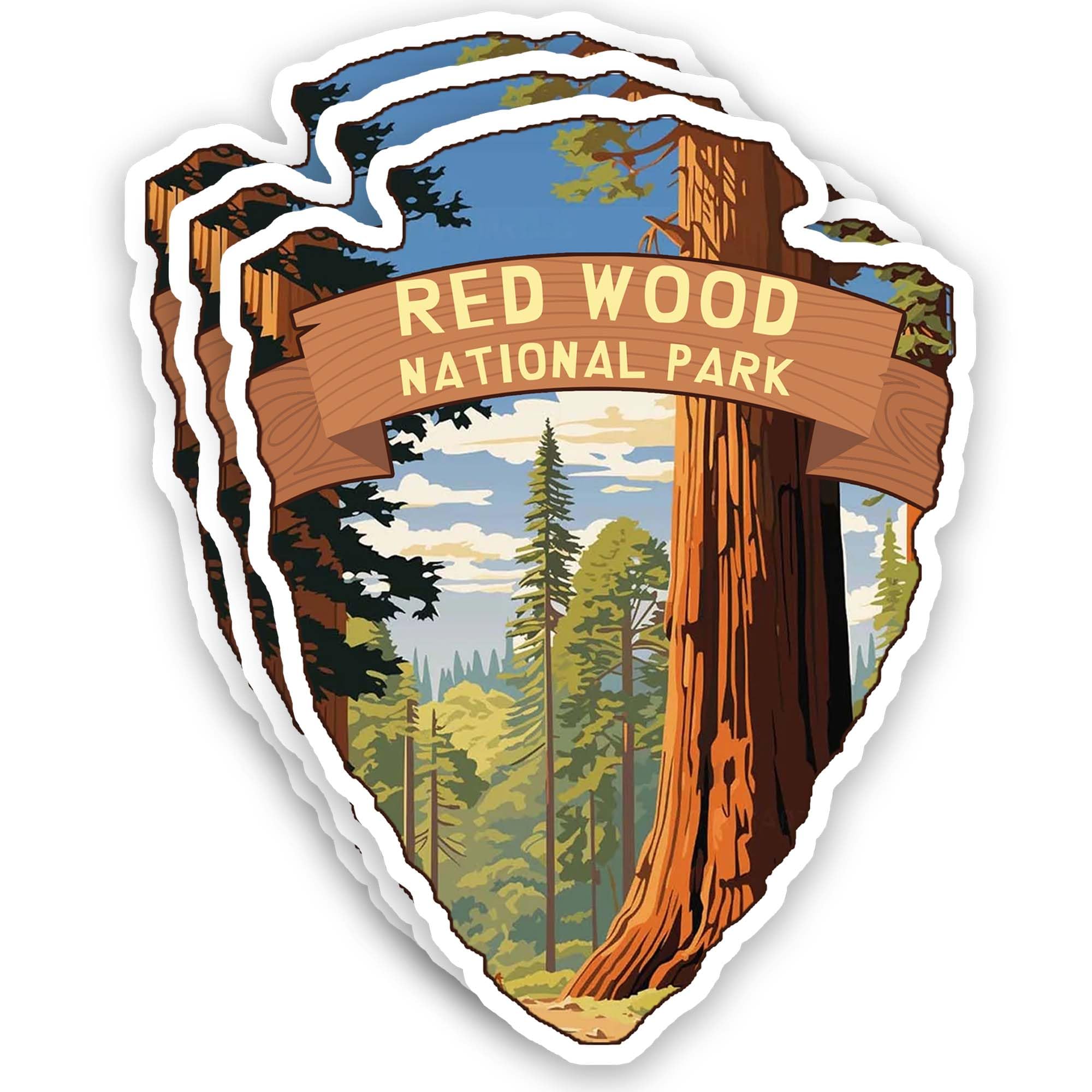 Photo 1 of (3pcs) Red Wood National Park Sticker, National Parks, Stickers for Water Bottles, National Park Stickers. Adventure Stickers, Hiking Stickers, Camping Stickers