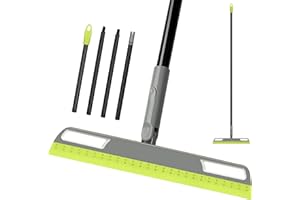 KEFANTA Rubber Magic Broom, Multifunction Scraping Silicone Broom Sweeper with 59" Long Handle, Squeegee Broom for Floor Bathroom Kitchen Shower Tile Pet Hair Fur Marble Glass Water Window Foam Cleaning,Green