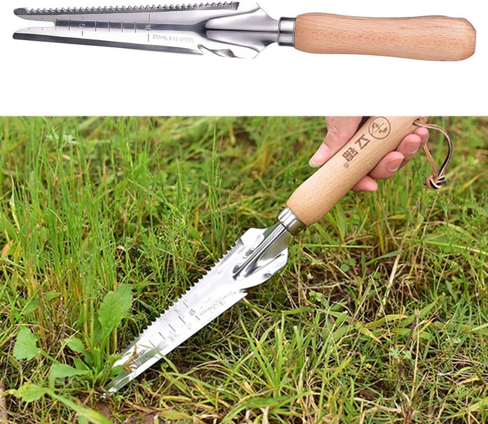 Weed Remover Tool Wooden Handle Manual Weeder Tool Weed Puller Garden Weeder for Garden Digging Transplanting Weeding Grass - Image 5