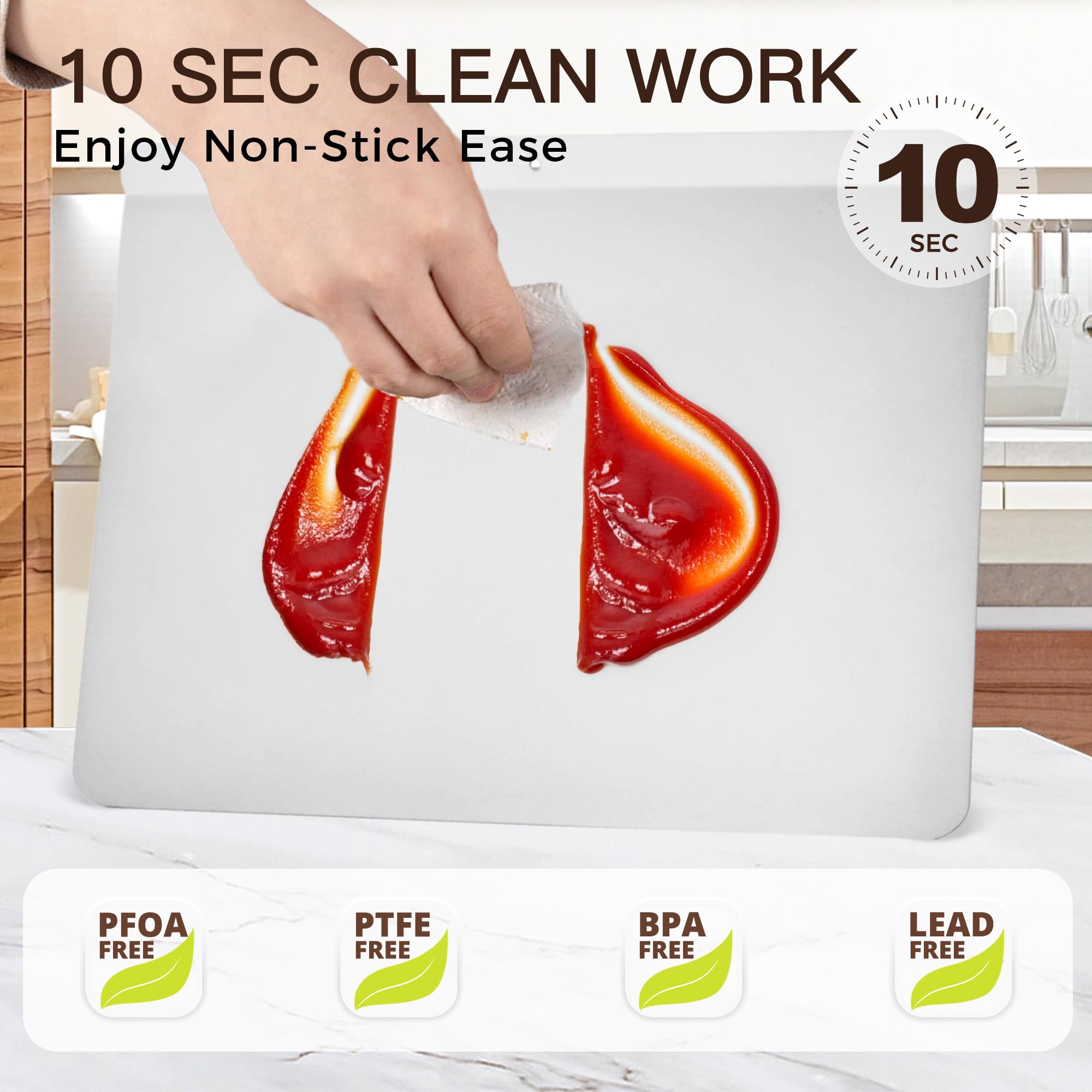 HONGBAKE 2 Pieces Large Flat Cookie Sheet No Edges, Nonstick Insulated Baking Pan, Commercial Oven Trays for Cooking, 16