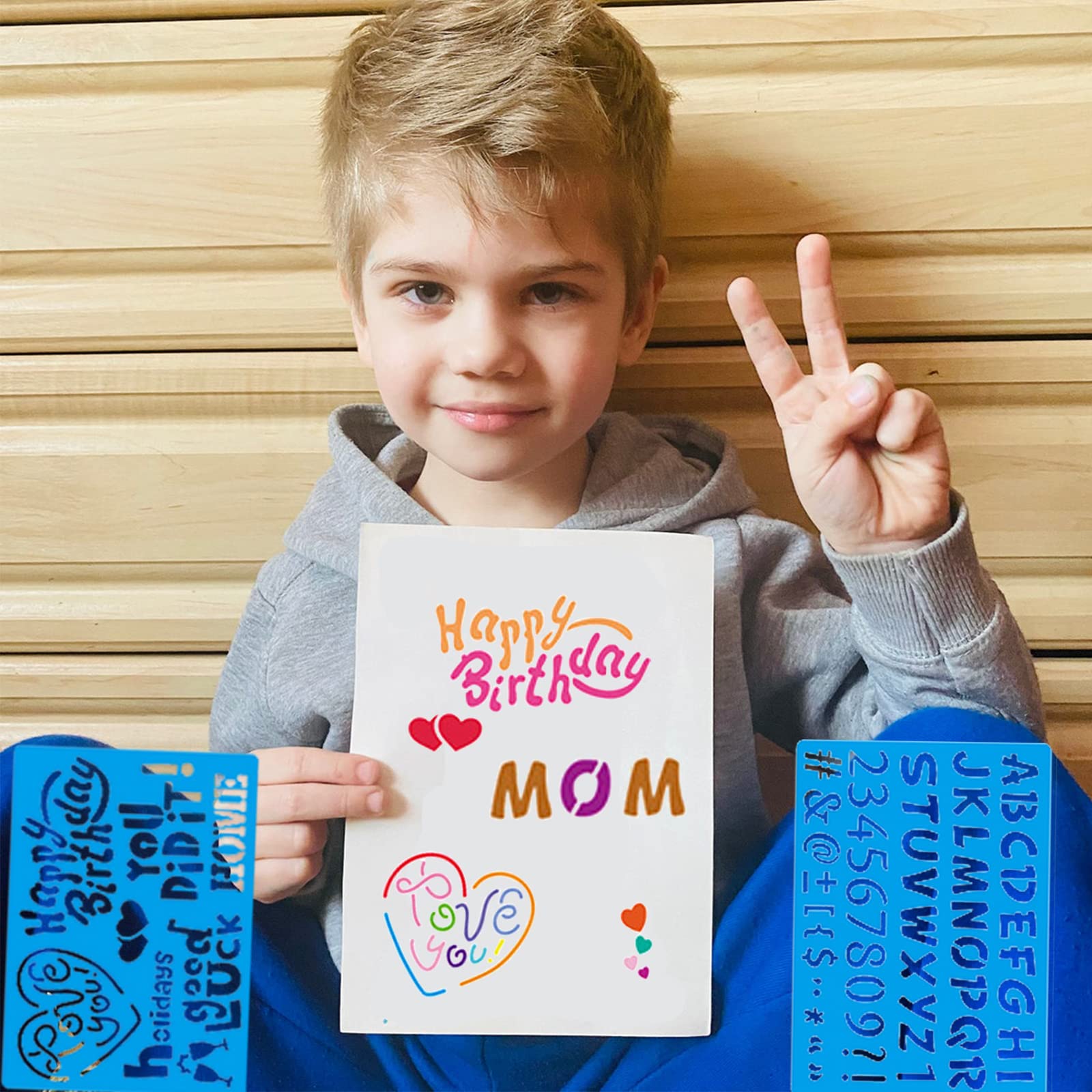 Stencils for Kids, 26pcs Plastic Drawing Stencils Set with 400+ Images, Variety of Shapes and Subjects