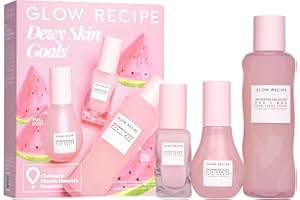 Glow Recipe Dewy Skin Goals Kit - Watermelon Glow Niacinamide Dew Drops (40ml) + PHA + AHA Pore-Tight Toner (150ml) + Pink Juice Moisturizer (25ml) - Smooth, Brighten, & Hydrate Skin - Vegan (3-Piece)