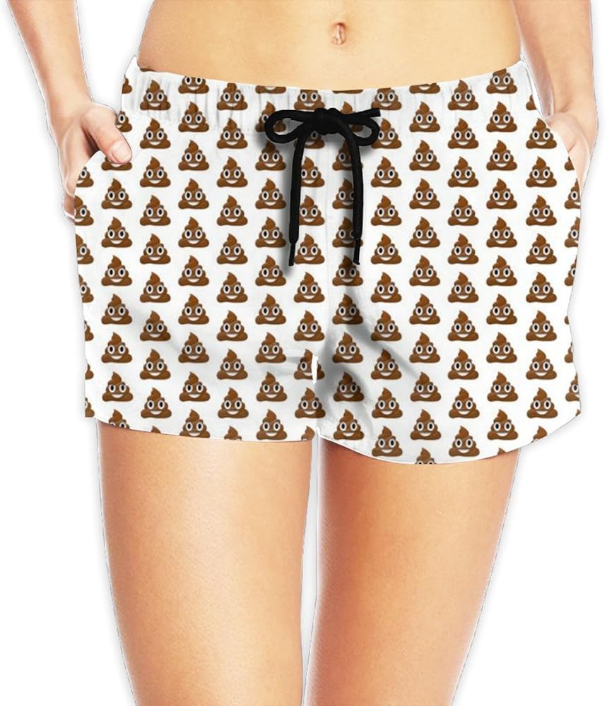 Smiling Poop Emoji Humor Women's Casual Fitness Swim Trunks Amazon.ca