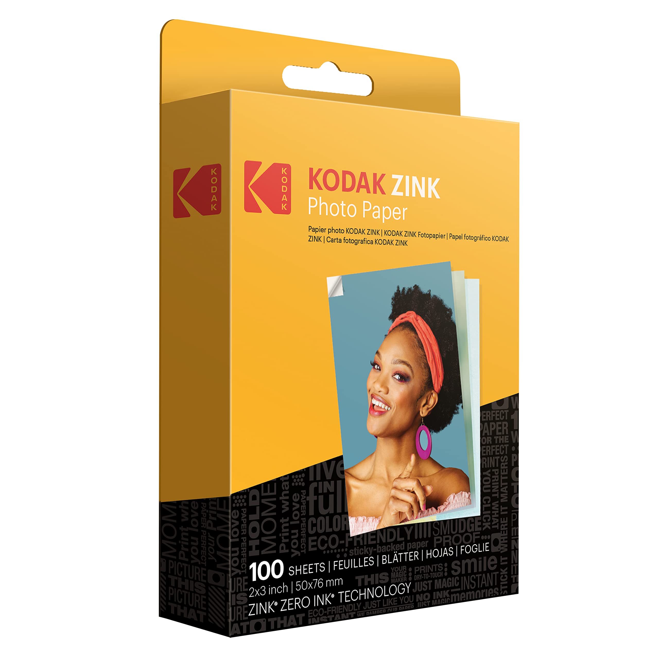 KODAK 5.1x7.5 cm (2x3) Premium Sticky-Backed Zink Photo Paper (100 Sheets) - Compatible with Kodak Step, Step Slim, Printomatic, Printomatic+, Smile+, Step Touch