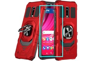 Aulzaju for BLU View 4 Case with Screen Protector,Blu View 4 Phone Case Magnetic Car Ring Stand Soft Silicone Bumper Heavy Duty Military Grade Cover for BLU View 4/BLu View 2 2023 B135DL Red