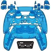 eXtremeRate Full Set Shell with Buttons Touchpad Cover, Clear Blue Custom Replacement Decorative Trim Shell Front Back Plates Compatible with p s 5 Controller BDM-010 020 - Without Controller