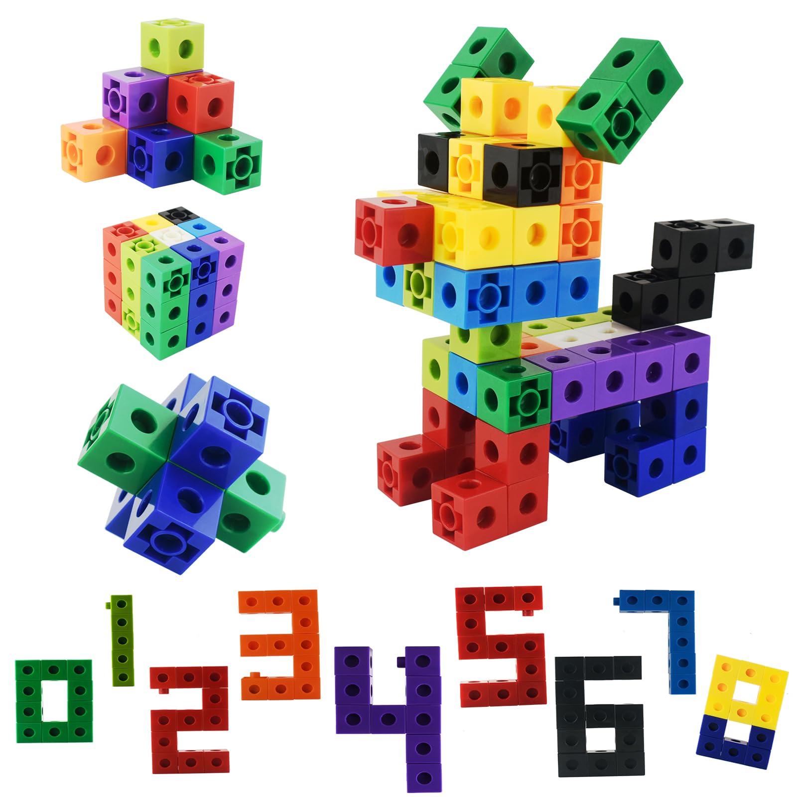 Dr.OX 100 PCS Math Cubes, Manipulatives Number Counting Blocks for 3 4 5 Year Old Building blocks Building toy