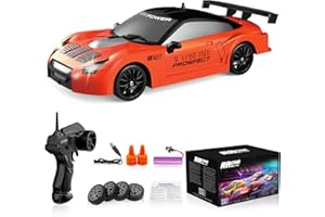 Desdoni Remote Control Car RC Drift Car 2.4GHz 1:24 Scale 4WD High Speed RC Cars Vehicle with LED Lights Batteries and Drifting Tires Racing Sport Toy Cars for Adults Boys Girls Kids Gift
