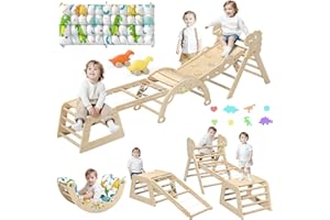 KidsBuddy Large Pikler Triangle Set with Pillow Foldable Toddler Indoor Climbing Toys for Toddlers Inside Montessori All in 1 Pikler Climbing Set with Maze, Shape Sorter, Car Toys