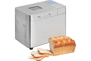 Deco Chef 2 LB Stainless Steel Bread Maker with 25 Smart Cooking Programs and Included Accessories, Measuring Cup, Double-Sided Measuring Spoon, Kneading Paddle, Dough Hook, and Oven Mitt