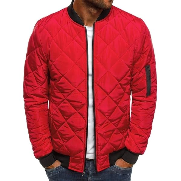 Men's Diamond Quilted Flight Bomber Jacket Lightweight Packable