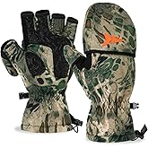 KastKing PolarBlast Convertible Ice Fishing Gloves Cold Weather Mittens and Fingerless Gloves with 3M Thinsulate Ideal for Ice Fishing, Photography