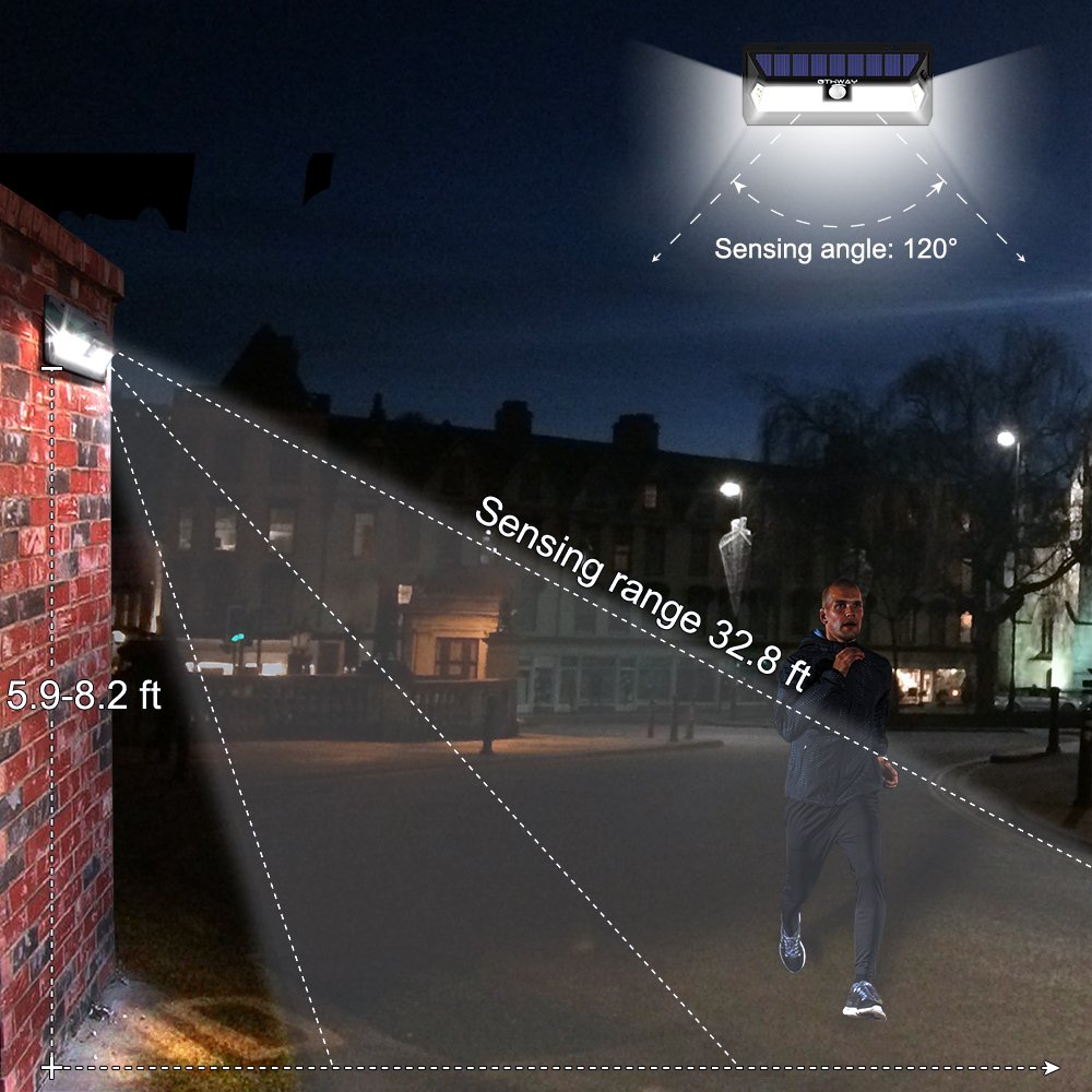 Solar Motion Sensor Lights OTHWAY Bright Outdoor Waterproof Wall Lights Wide Lighting Area Easy Installation Great Detection Range Security Lights