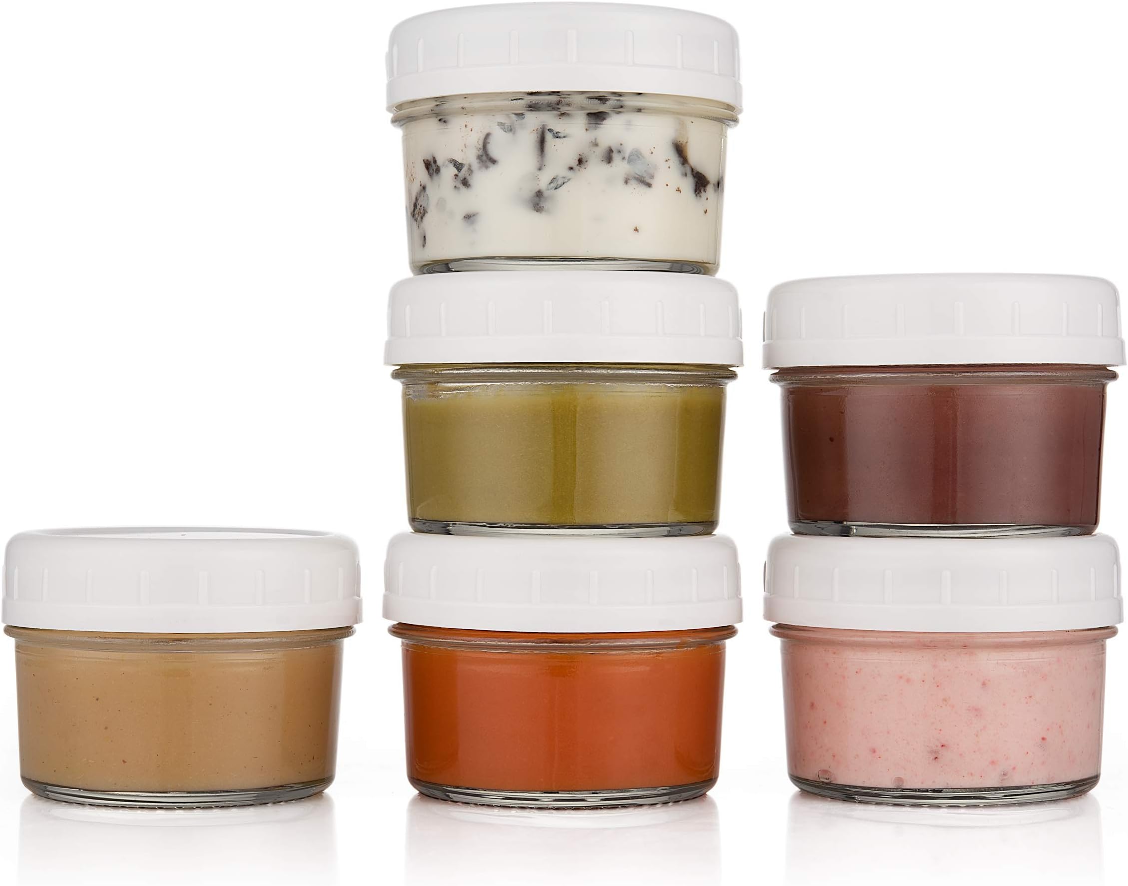 Baby Food Containers 4oz With Lids BPA-Free, Reusable, Storage Homemade Food With Stackable Glass Jars - Freezer & Dishwasher Safe
