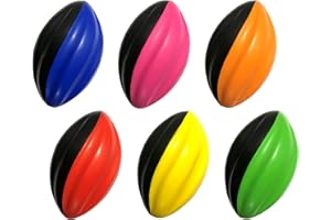 LMC Products Mini Football Pack - 5” Spiral Small Foam Footballs for Kids (Red, Yellow, Blue, Pink, Orange, Green)