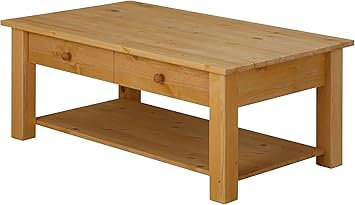 Loft24 Couchtisch Mit Schublade Wohnzimmertisch Kolonialstil Sofatisch Kaffeetisch Beistelltisch Kiefer Holz Massiv 100x60 Cm Gebeizt Geolt Amazon De Kuche Haushalt