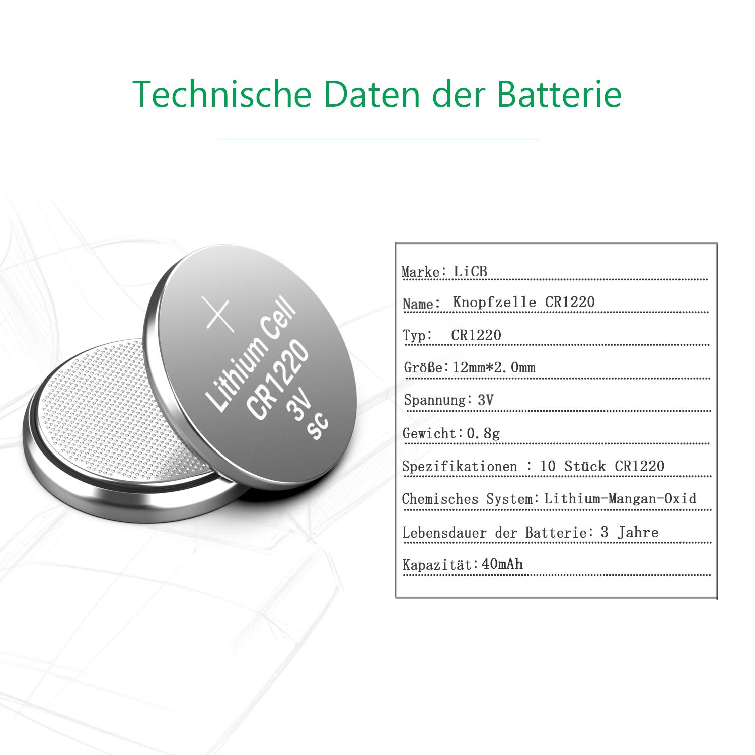 Licb 10 Stuck Cr1220 3v Lithium Knopfzellen Cr Amazon De Elektronik