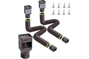 VEVOR Rain Gutter Downspout Extensions, 2-Pack Flexible Downspout Extender, Down Spout Drain Extension Extendable from 22" to