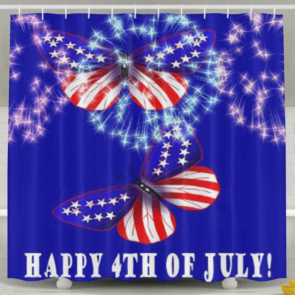 ALGHK Happy 4th Of July Custom Waterproof Shower Curtain Bathroom Curtains 60x72 Inches