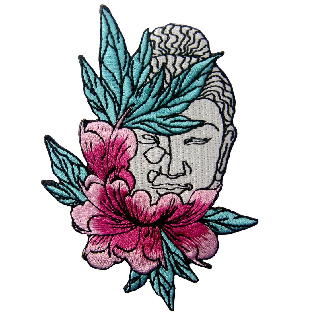 Buddha and Lotus Flower Applique Embroidered Badge Iron On Sew On Patch