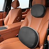 FLORICH Lumbar Support with Headrest Pillow Double-Sided Suede & Leather Car Neck Pillow and Back Cushion Kit Ergonomic Back Rest Pillow Neck Back Pain Relief for Car, Office Chair, Black