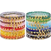 Ornaland 30 Pcs Beaded Bracelets Surfer Stretch Bracelets Set Colorful Glass Beads Bracelets Stackable Boho Bracelets Beach Friendship Bracelets Wrist Jewelry for Women
