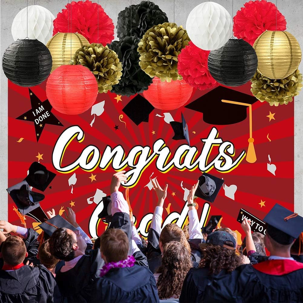 Graduation Party Decorations 2021 Red Black Gold Graduation