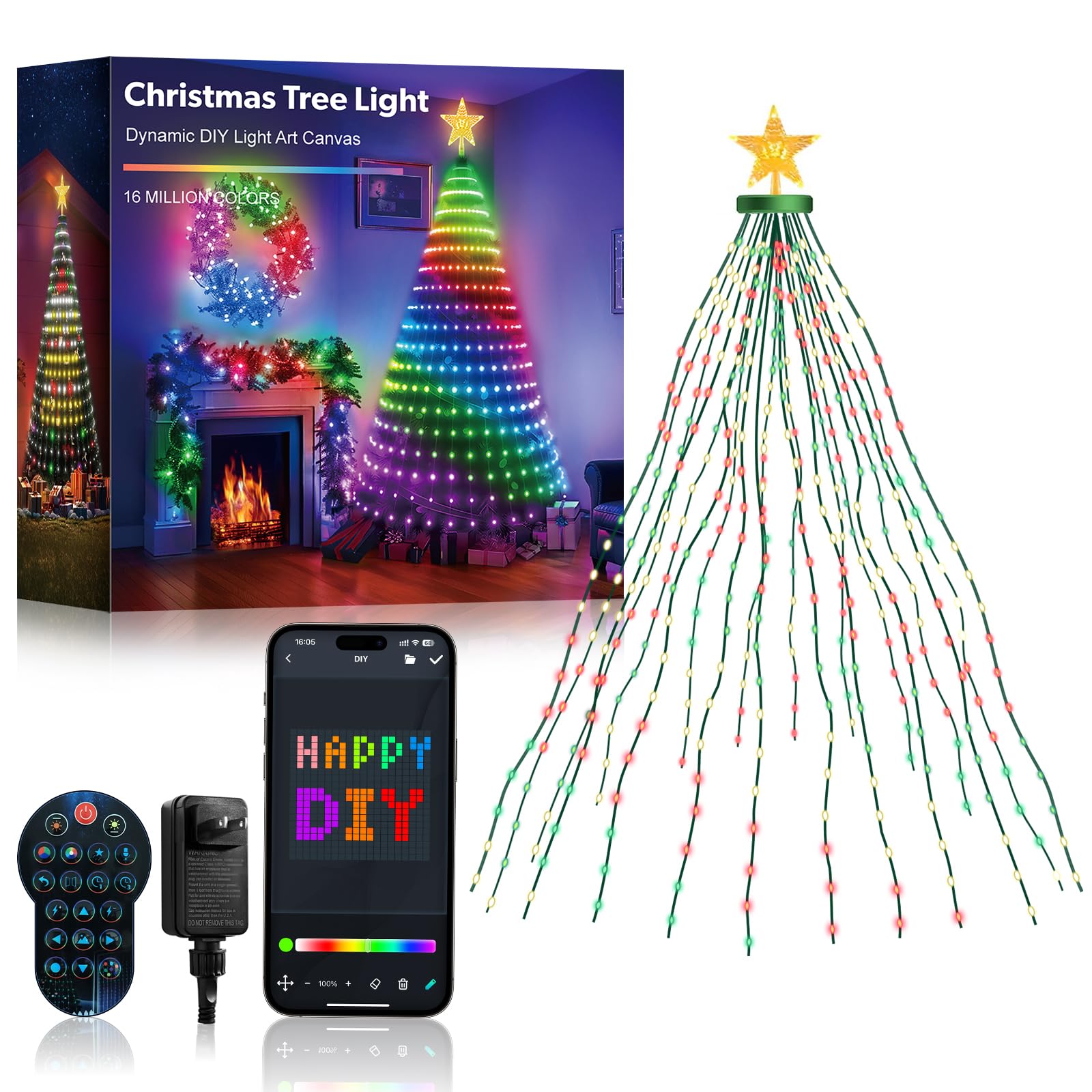 Photo 1 of ***(PARTS ONLY/ MINOR DAMAGE/ NON FUNCTIONAL)***Super RGB 7Ft Ring Christmas Tree Lights, 400 LEDs Color Changing DIY Animated Christmas Tree Decor Lights with Smart App & Remote Control, Music Sync, Timer, Xmas Tree Light Show for Home Festival