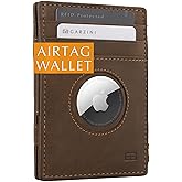 GARZINI Magic Wallet with AirTag Slot | Slim RFID-Blocking Leather Wallet | Minimalist Front Pocket Wallet | Holds 10 Cards & Cash | Premium Top Grain Leather | Java Brown