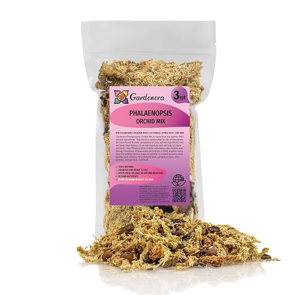 GARDENERA PREMIUM PHALAENOPSIS IMPERIAL ORCHID POTTING MIX – HAND MIXED IN SMALL BATCHES | GREAT FOR PHALAENOPSIS OF ALL KINDS – 3 QUART BAG