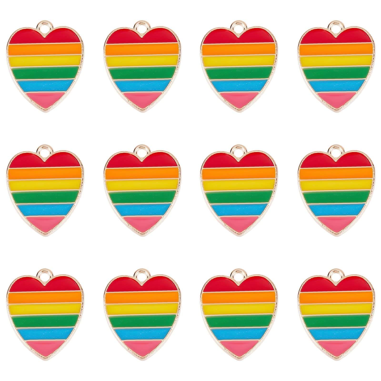 SUNNYCLUE 1 Box 30Pcs LGBT Charm Pride Love is Love Charms Gay Heart Enamel Colorful Rainbow Charms for Jewellery Making Charms Stripe Earring Making Supplies Necklace Bracelet DIY Craft Accessories