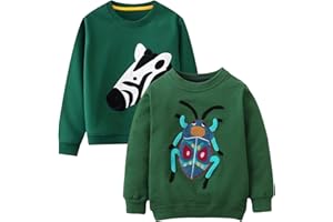 Winzik Boys Sweatshirts, Toddler Sweatshirt Boy Clothes 2 Pack Kids Crewneck Long Sleeve Shirts for Christmas 2-7T