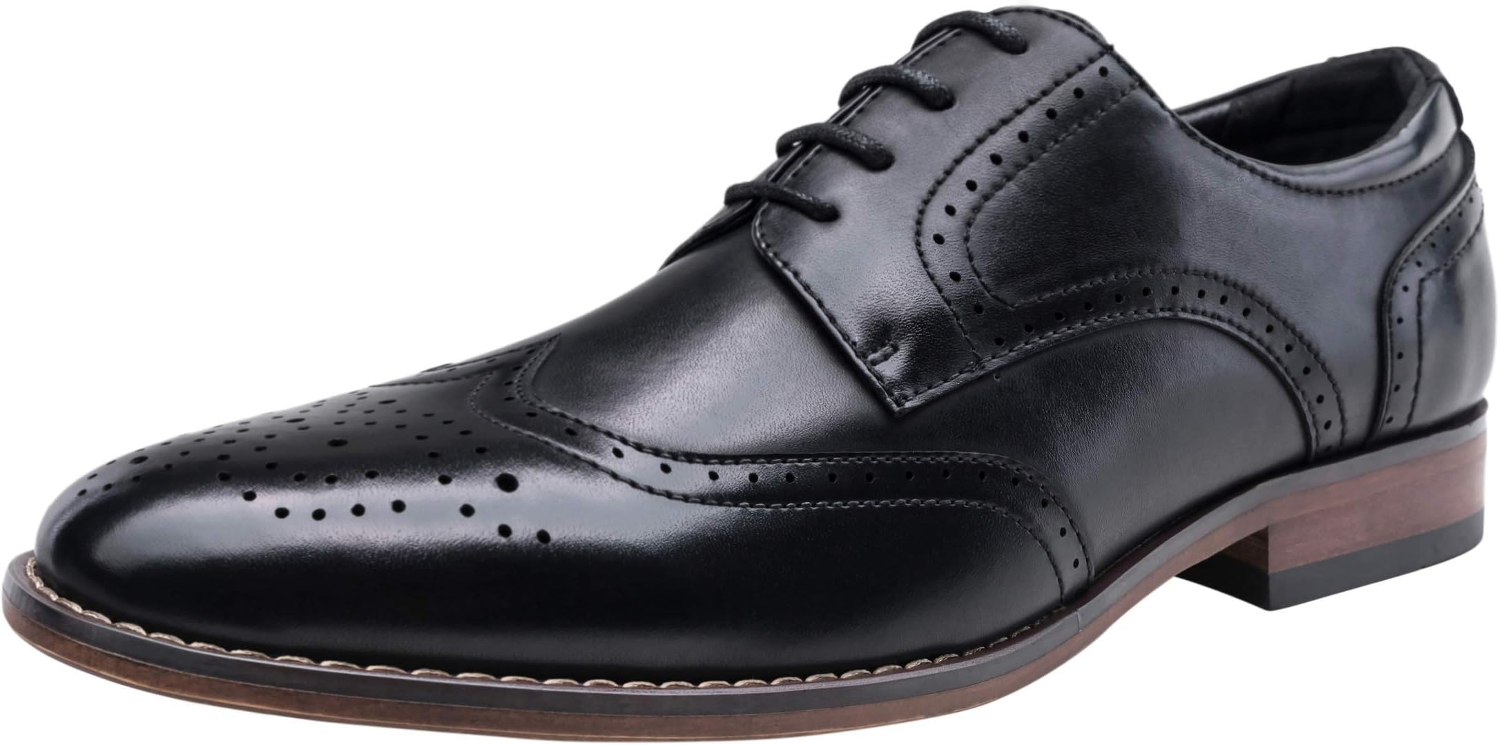 VOSTEY Men's Dress Shoes Classic Derby Wingtip Brogue Men Oxfords