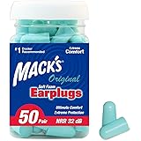 Mack's Original Soft Foam Earplugs, 50 Pair - 32dB Highest NRR, Comfortable Ear Plugs for Sleeping, Snoring, Work, Travel & L