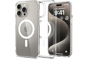 Spigen Magnetic Ultra Hybrid MagFit Designed for iPhone 15 Pro Max Case, [Anti-Yellowing] [Military-Grade Protection] Compatible with MagSafe (2023) - White