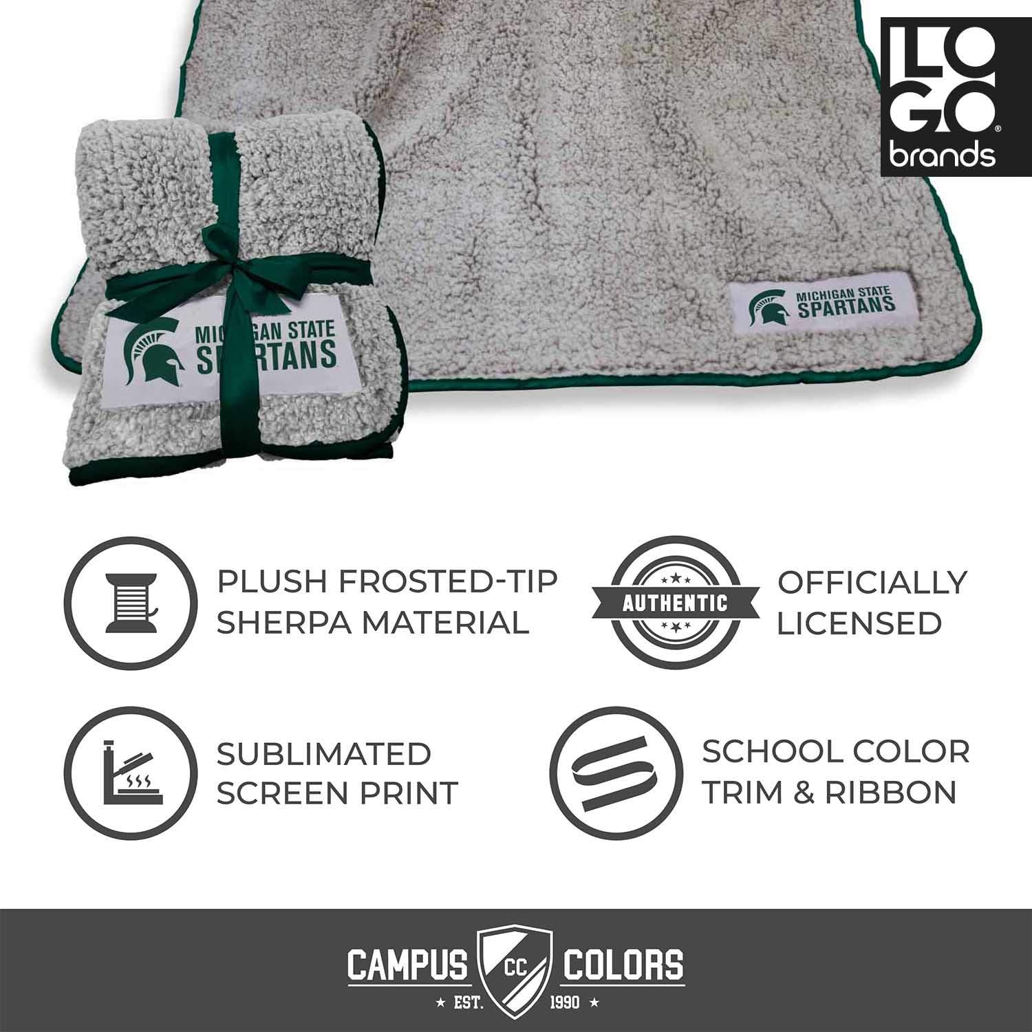 Logo Frosty Fleece 60 X 50 Blanket (Michigan State Spartans - Team Color, ) : Sports & Outdoors