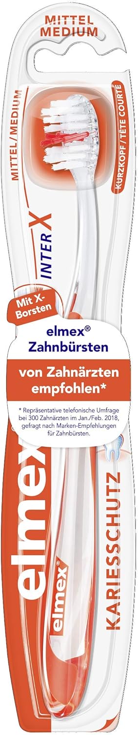 Elmex Cavity Protection Toothbrush, Short Head, Medium, Red,white